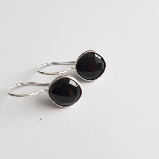Halbedelstein Ohrhänger Onyx / 1 Paar / silber