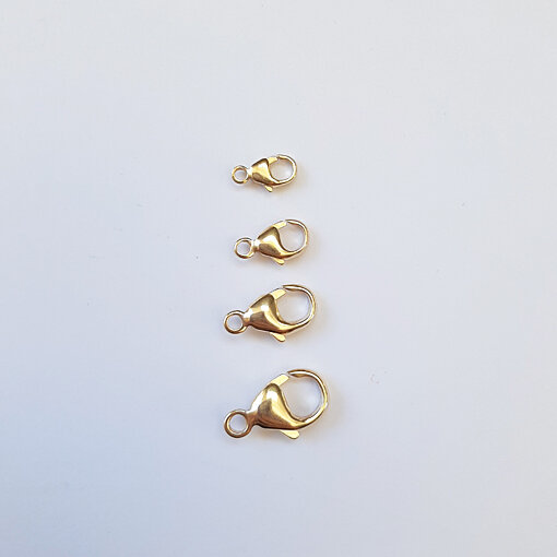 Lobster clasp 9mm / 10g / approx. 36 pieces / gold