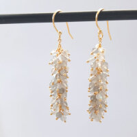 Semi Precious Stone Earring Labradorite / 1 pair / gold