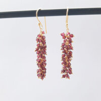 Semi Precious Stone Earring Garnet / 1 pair / gold