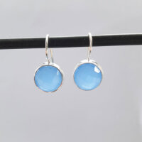 Semi Precious Stone Earrings Chalcedon / 1 pair / silver