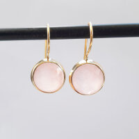 Semi Precious Stone Earrings Rose Quartz / 1 pair / gold