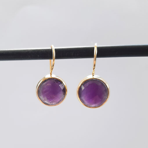 Halbedelstein Ohrhänger lila Amethyst / 1 Paar / gold