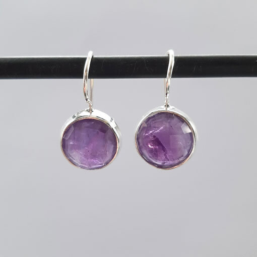 Halbedelstein Ohrhänger lila Amethyst / 1 Paar / silber