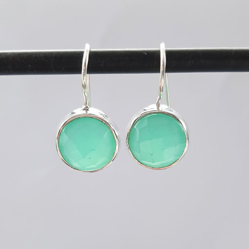 Halbedelstein Ohrhänger Aqua Calcedon / 1 Paar / silber