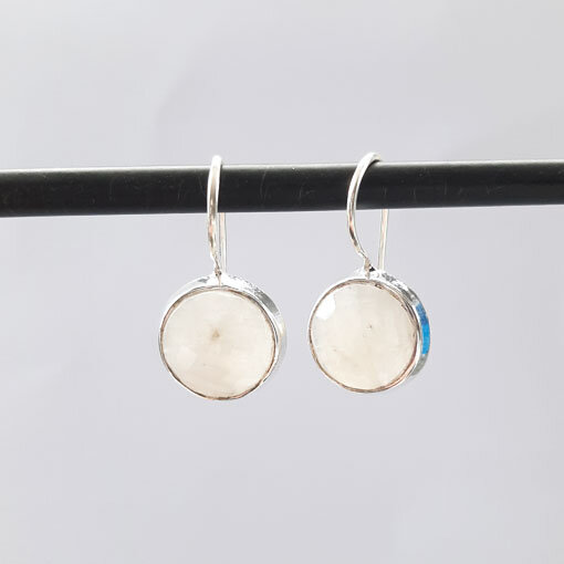 Semi Precious Stone Earrings Moonstone / 1 pair / silver