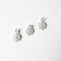Flower Charm 13 x 9mm / 3 pieces / silver