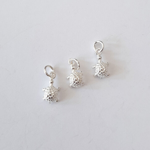 Turtle Charm 10 x 6mm / 5 pieces / silver