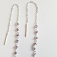 Halbedelstein Ohrhänger lila Amethyst / 1 Paar / silber