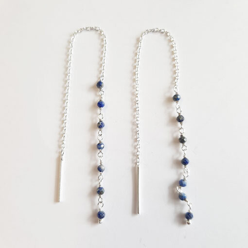 Halbedelstein Ohrhänger Lapis / 1 Paar / silber