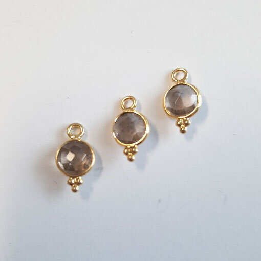 Semi  Precious Stone smokey quartz / 10 pieces / gold