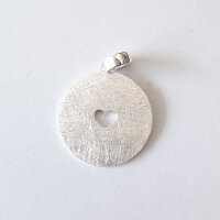 Round Pendant with Heart 25mm / 1 piece / silver