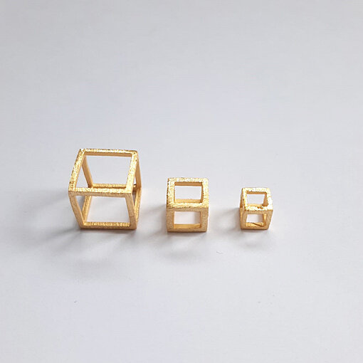 Cube Bead, gold plated