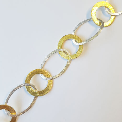 Silver Chain by the meter 28 x 20mm / 1cm / bicolor