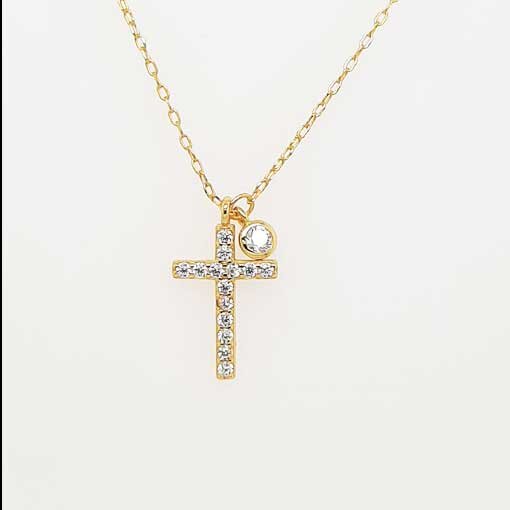Silver Chain with Cross gold