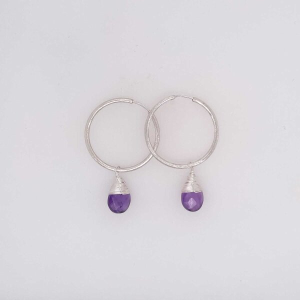 Halbedelstein Creole Amethyst / 25mm / silber