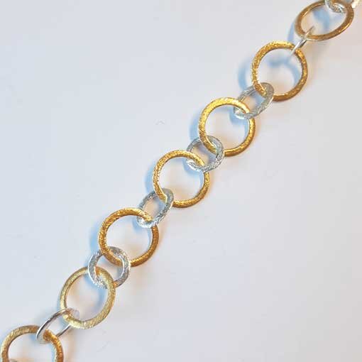Silberkette 10 x 7mm / 1cm / bicolor