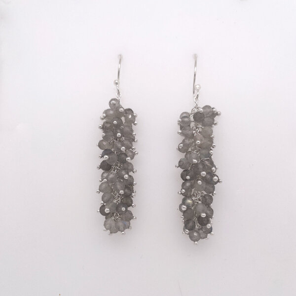 Halbedelstein Ohrhänger Labradorit / 1 Paar / silber