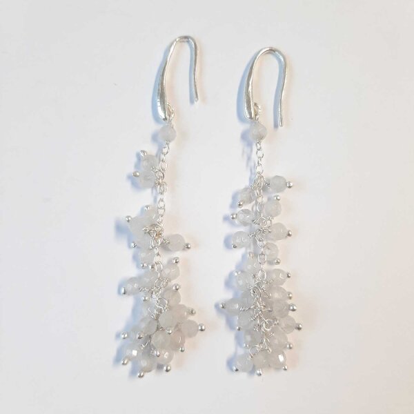 Earring with Semiprecious stones Moonstone / 1 pair / silver