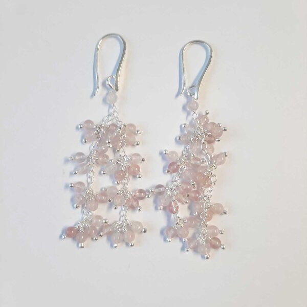 Earring with Semiprecious stones Rose quartz / 1 pair / silver