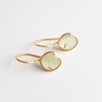 Semi Precious Stone Earrings Amethyst green / 1 pair / gold