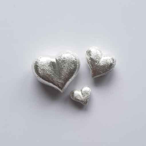 Heart, Vertical Hole 16mm / 1 piece / silver